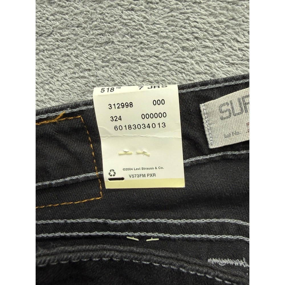 Levis 518 Jeans Girls 7 Black Superlow Boot Cut Slim Stretch - Picture 9 of 9